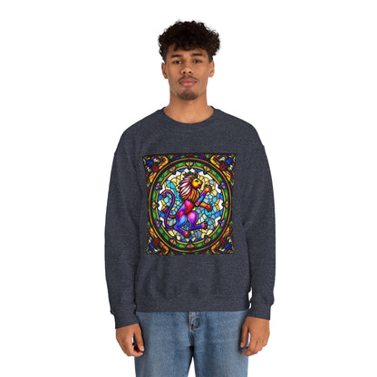 Unisex Heavy Blend™ Crewneck Sweatshirt, Glass, Leo Zodiac Design