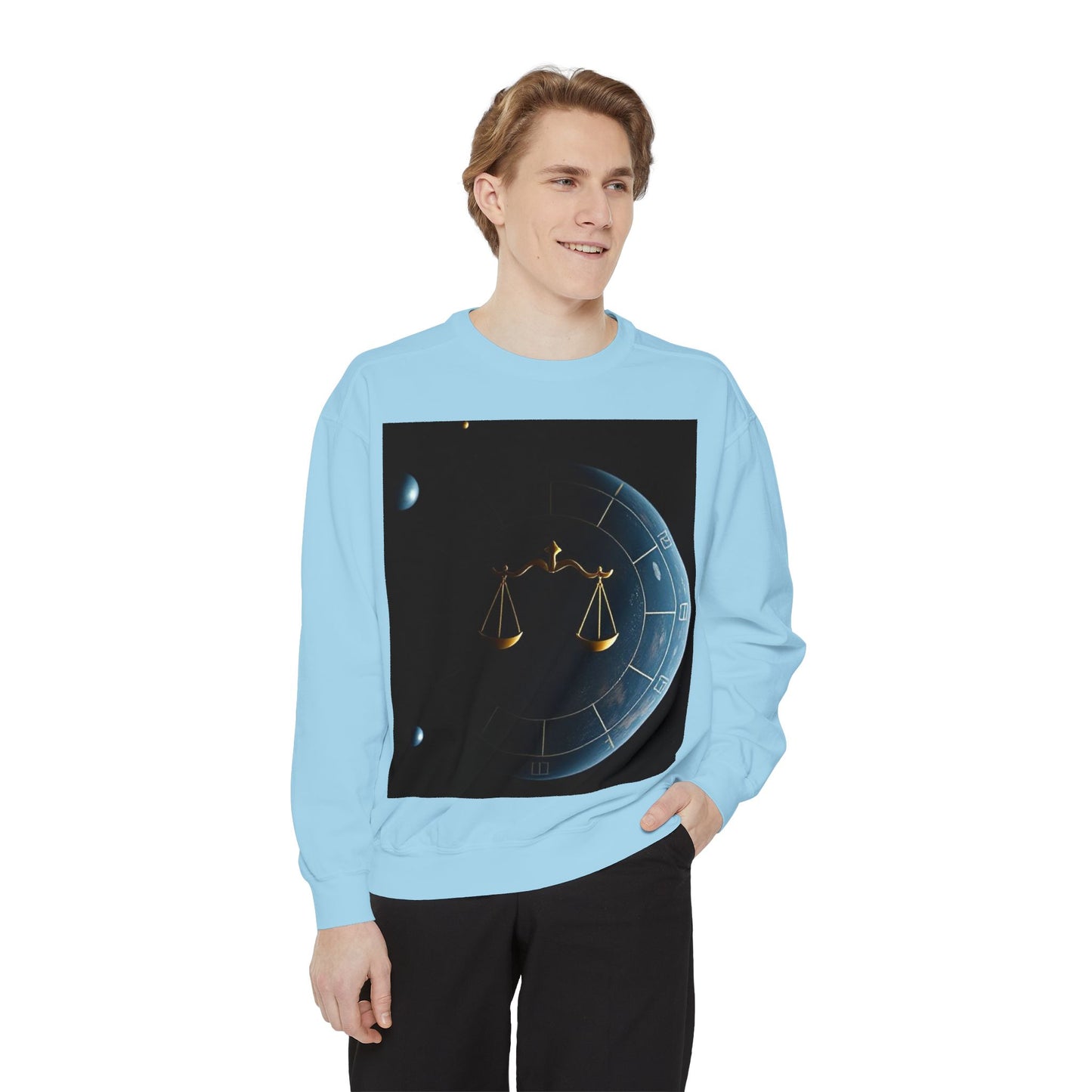 Garment-Dyed Sweatshirt, Unisex, Space Animal Design v1, Libra