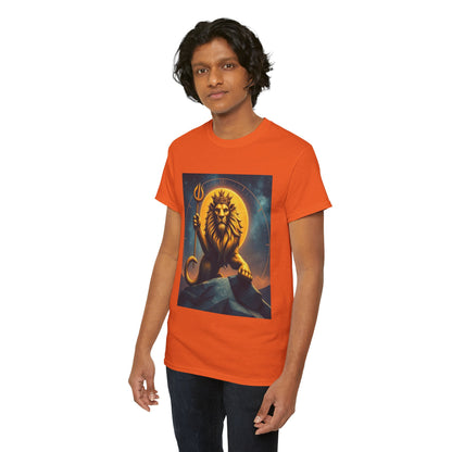 Unisex Heavy Cotton T-Shirt, King of Lions v2, Leo Zodiac Design