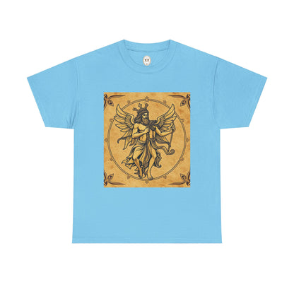 Unisex Heavy Cotton T-Shirt, Pencil Art v1, Gemini Zodiac Design
