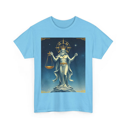 Unisex Heavy Cotton T-Shirt, Space, Libra God, Zodiac Design