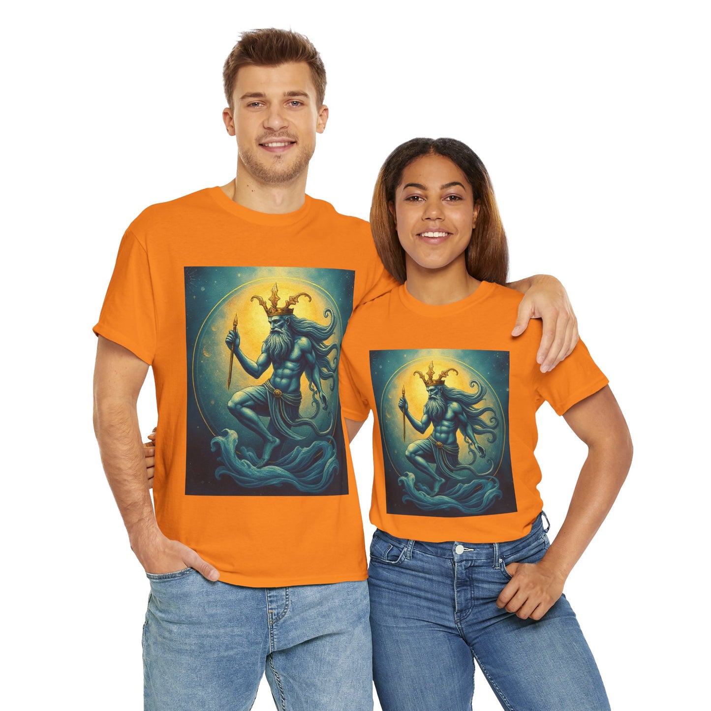 Unisex Heavy Cotton T-Shirt, Aquarius God 1, Zodiac Design