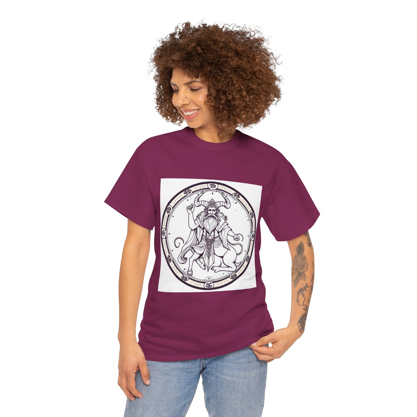 Unisex Heavy Cotton T-Shirt, Bull Centaur, Taurus Zodiac Design