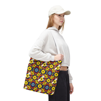 Tote Bag (AOP), Aquarius, Zodiac v1, Flower Pattern