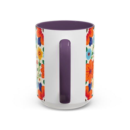 Accent Coffee Mug, Virgo, Zodiac v2. Flower Pattern, (11, 15oz)