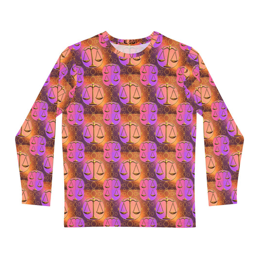 Men's Long Sleeve Shirt, (AOP), Libra, Zodiac, Pattern