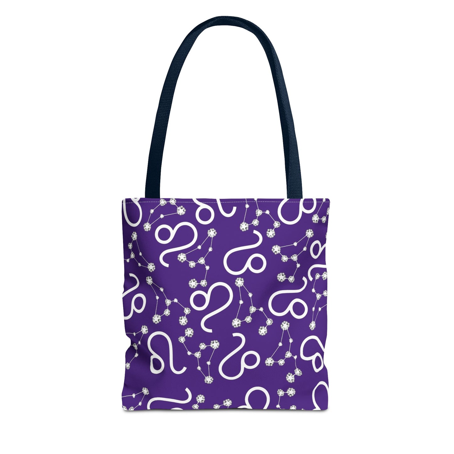 Tote Bag, Leo Zodiac Sign, AOP, (Purple, White)
