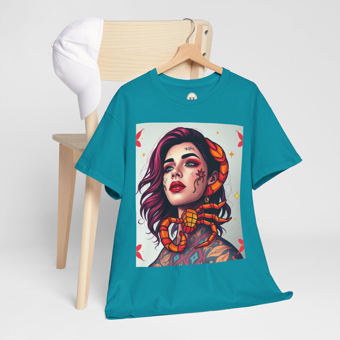 Unisex Heavy Cotton T-Shirt, Scorpio, Zodiac v3, Sexy Art