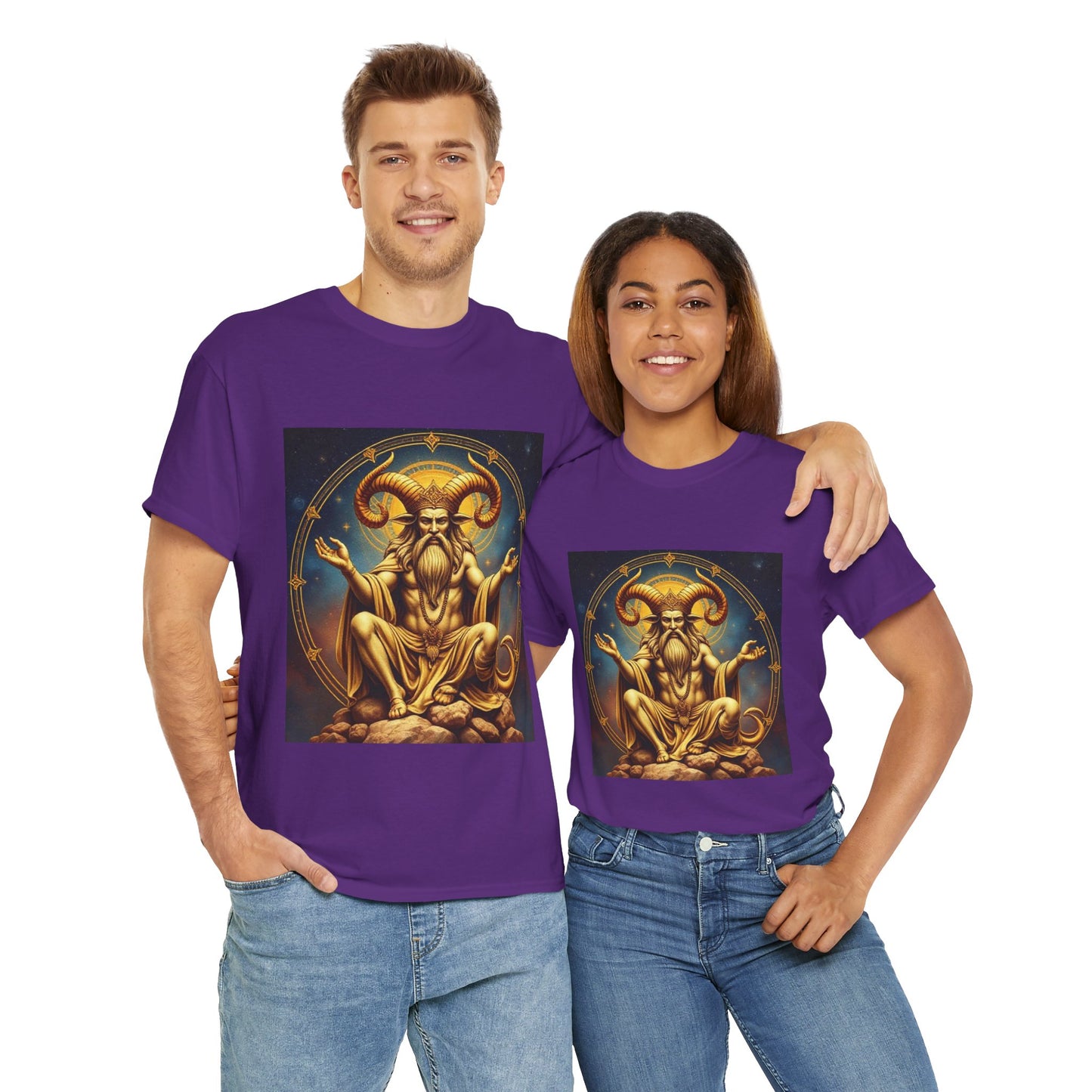 Unisex Heavy Cotton T-Shirt, On The Throne, Taurus Zodiac Design