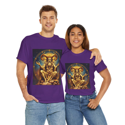 Unisex Heavy Cotton T-Shirt, On The Throne, Taurus Zodiac Design