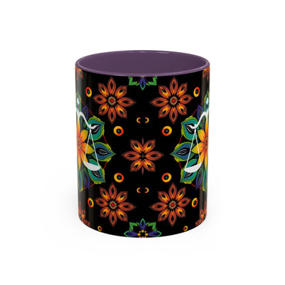 Accent Coffee Mug, Libra, Zodiac v4, Flower Pattern, (11, 15oz)