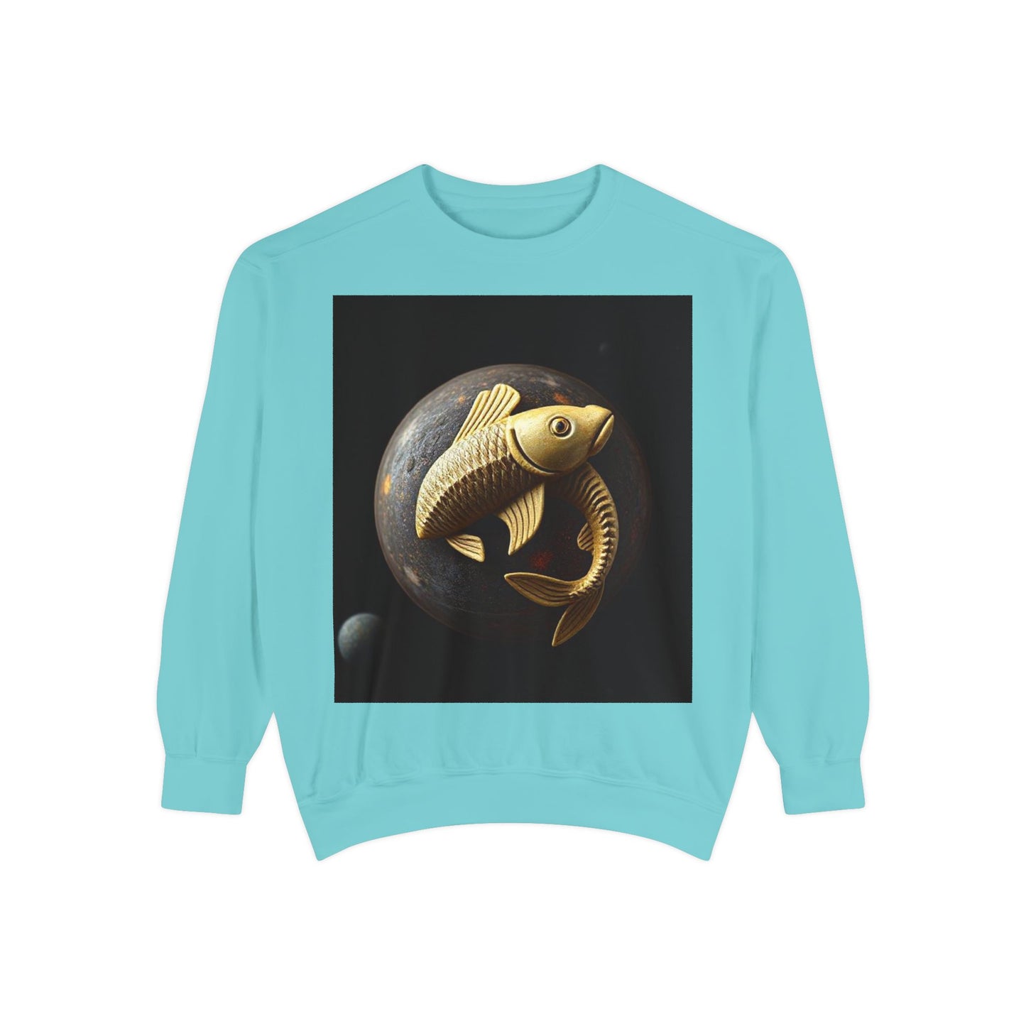 Garment-Dyed Sweatshirt, Unisex, Space Animal Design v1, Pisces