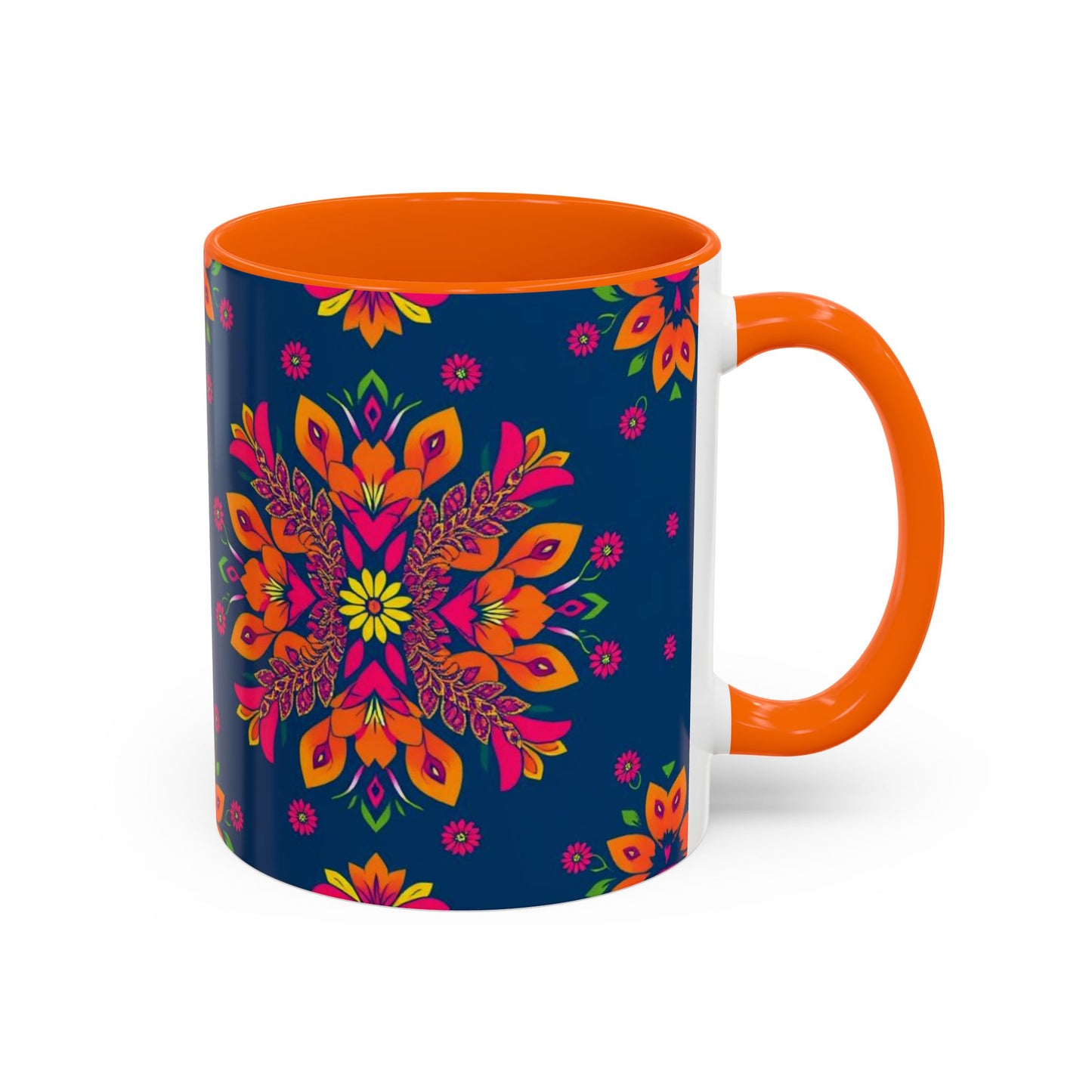 Accent Coffee Mug, Gemini, Zodiac v2, Flower Pattern, (11, 15oz)