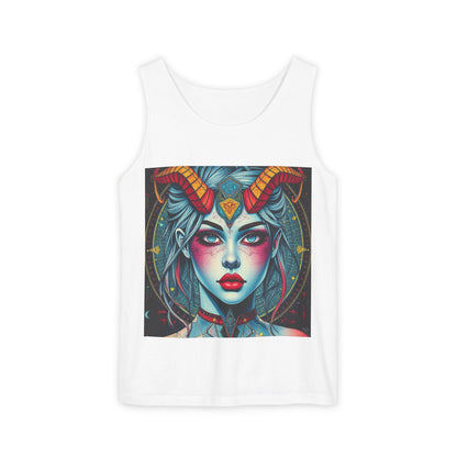 Unisex Garment-Dyed, Tank Top, Capricorn, Pop Art v1, 100% US cotton