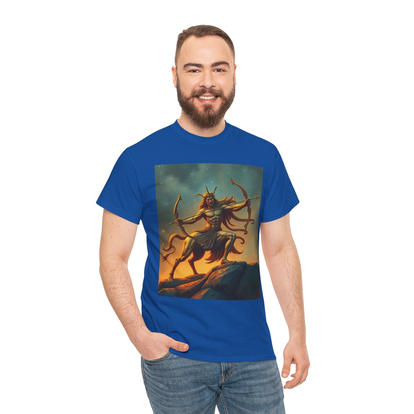 Unisex Heavy Cotton T-Shirt, Arrow Centaur v1, Sagittarius Zodiac Design