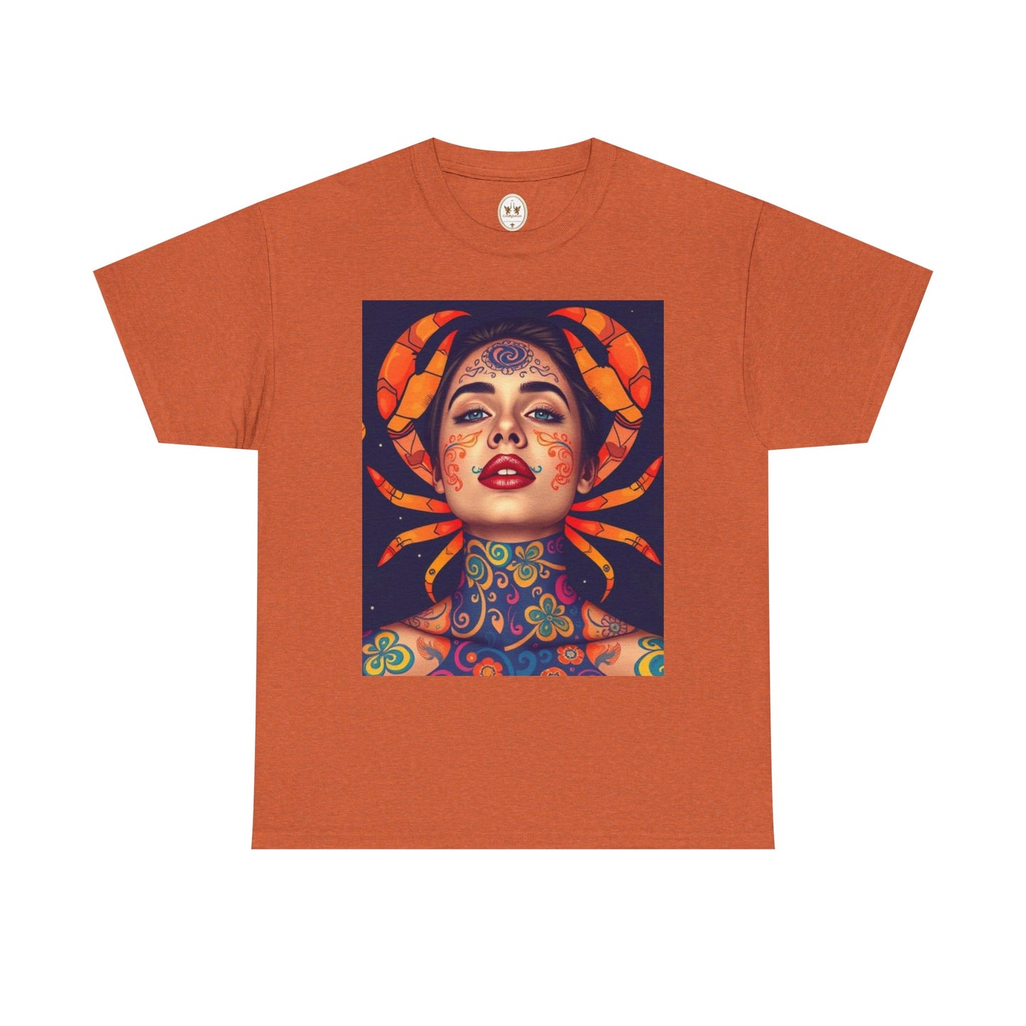 Unisex Heavy Cotton T-Shirt, Cancer, Zodiac v2, Sexy Art