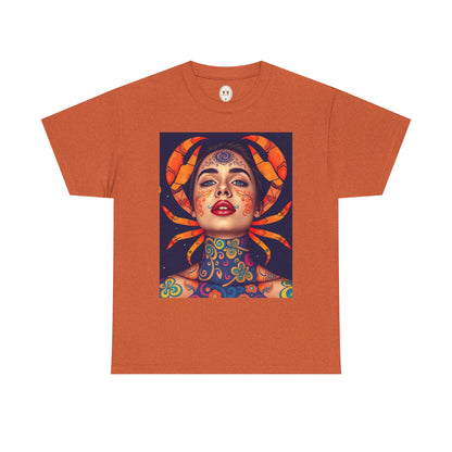 Unisex Heavy Cotton T-Shirt, Cancer, Zodiac v2, Sexy Art