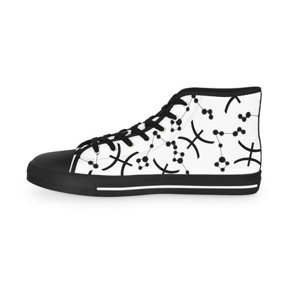 Men's High Top Sneakers, Breathable polyester canvas, Pisces Zodiac Design