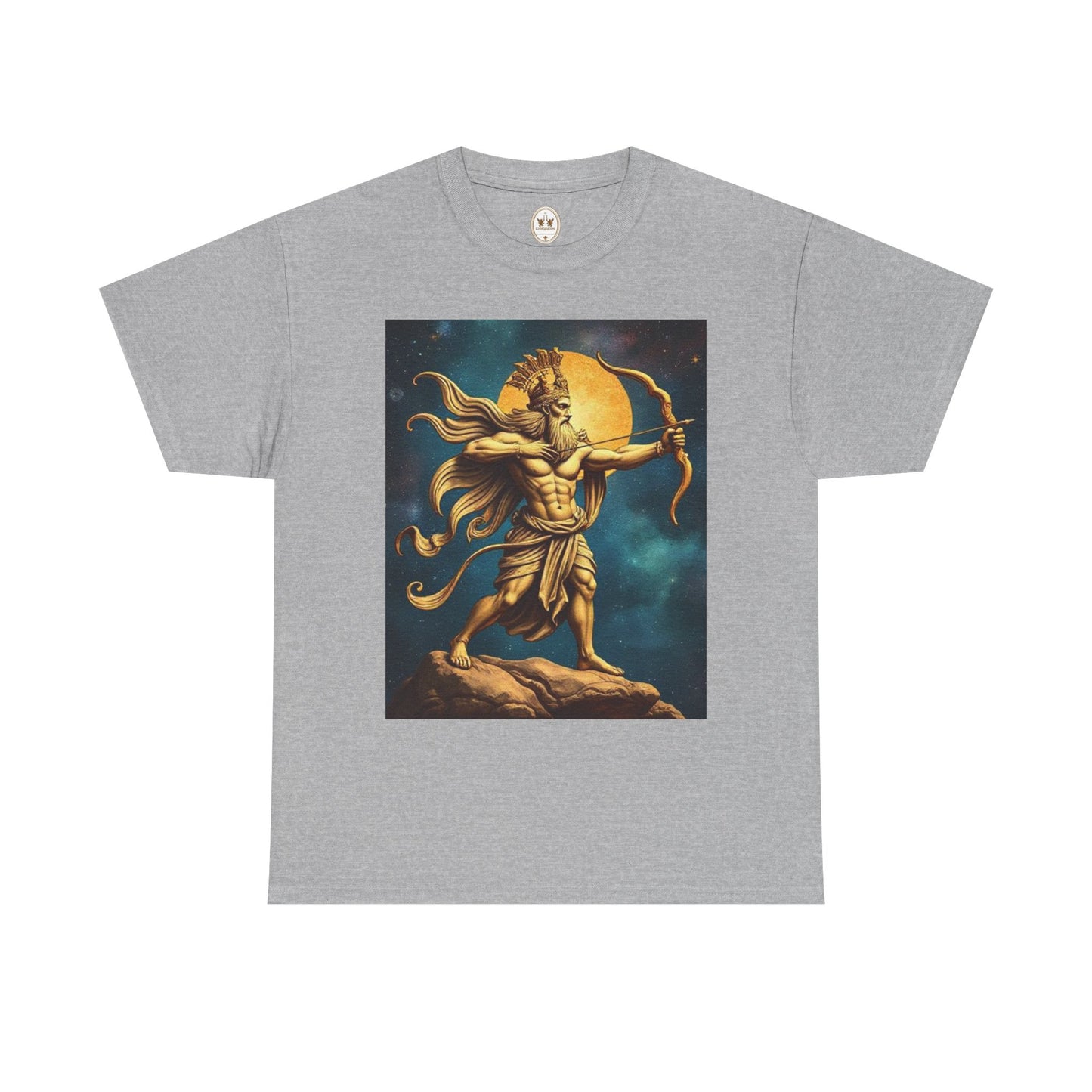 Unisex Heavy Cotton T-Shirt, Midnight Arrow, Sagittarius Zodiac Design