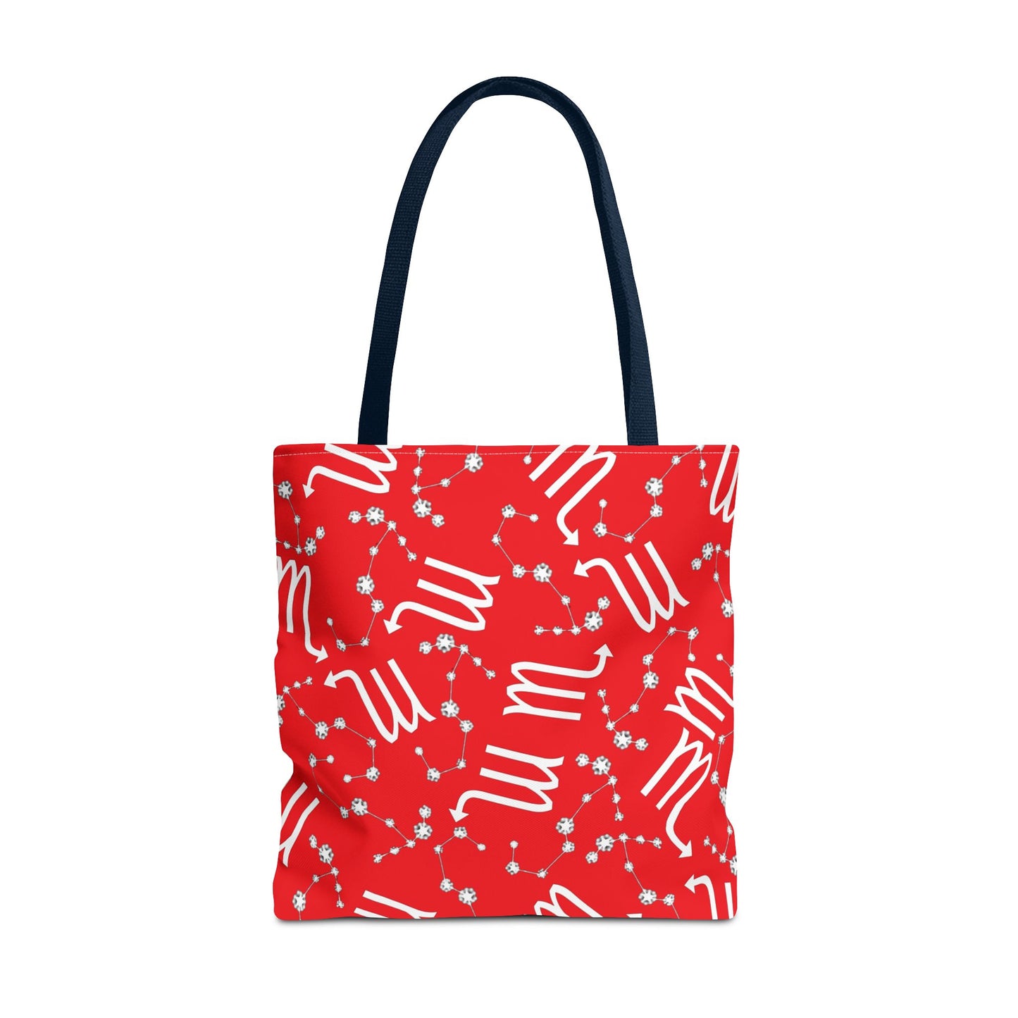 Tote Bag, Scorpio Zodiac Sign, AOP, (Red, White)