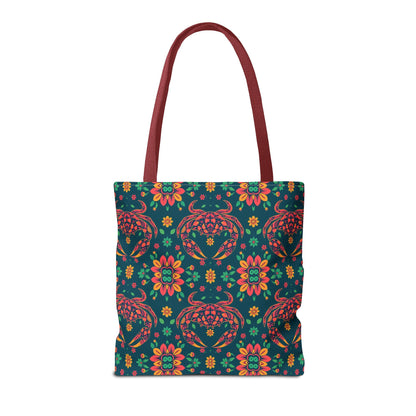 Tote Bag (AOP), Cancer, Zodiac v2, Flower Pattern