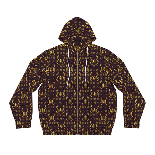 Full-Zip Hoodie (AOP), Scorpio, Zodiac v2, Pattern