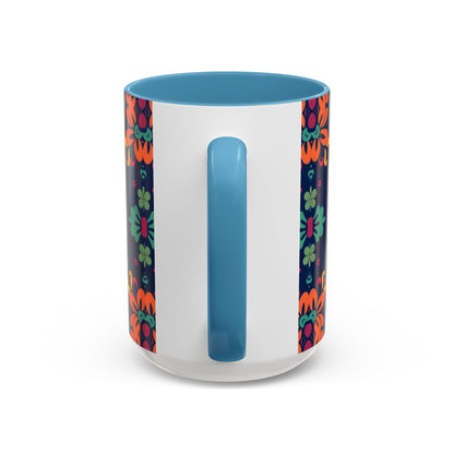 Accent Coffee Mug, Pisces, Zodiac. Flower Pattern, (11, 15oz)