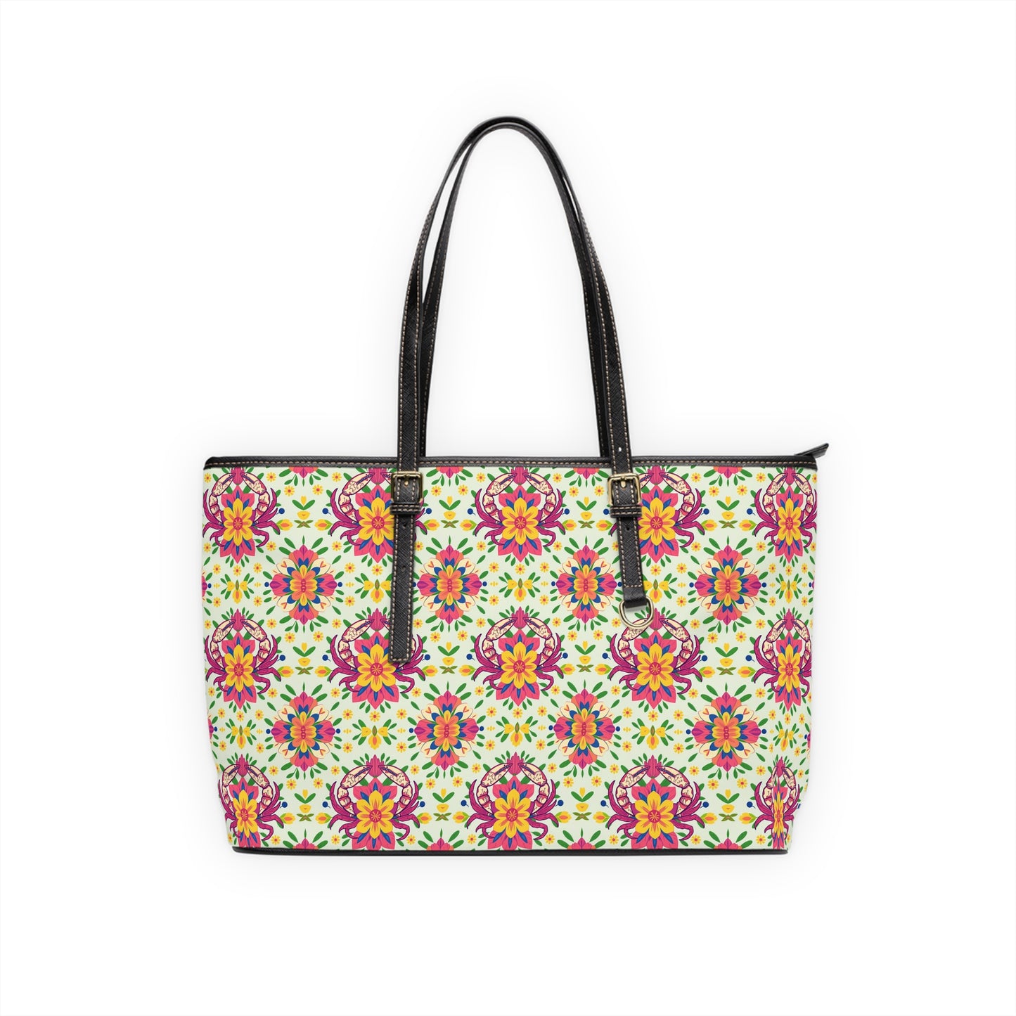 Leather Shoulder Bag, Cancer, Zodiac v2, Flower Pattern