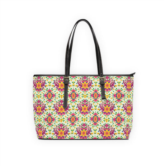 Leather Shoulder Bag, Cancer, Zodiac v2, Flower Pattern