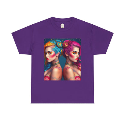 Unisex Heavy Cotton T-Shirt, Gemini, Zodiac v2, Sexy Art