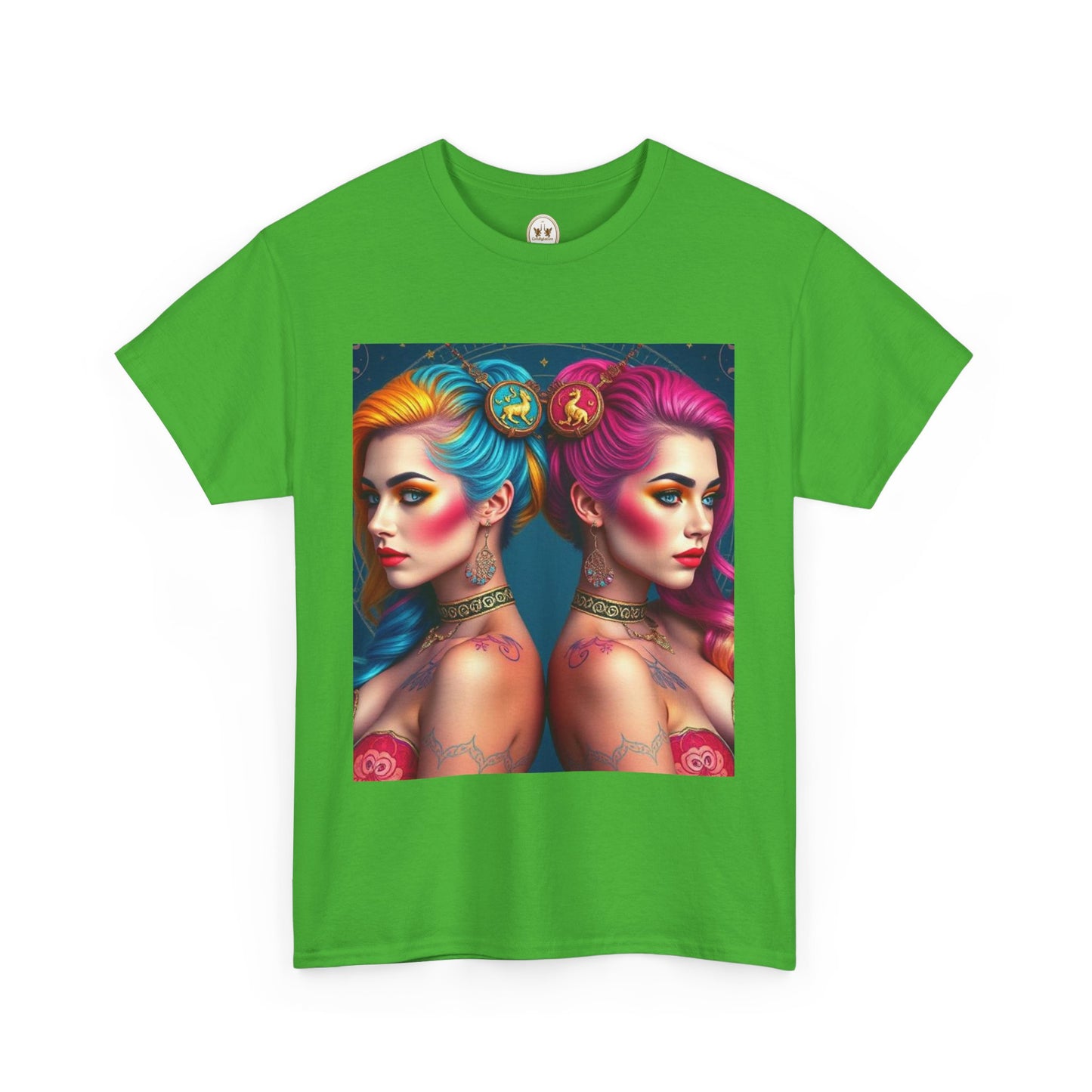 Unisex Heavy Cotton T-Shirt, Gemini, Zodiac v2, Sexy Art