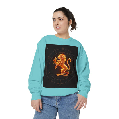 Garment-Dyed Sweatshirt, Unisex, Space Animal Design v1, Leo