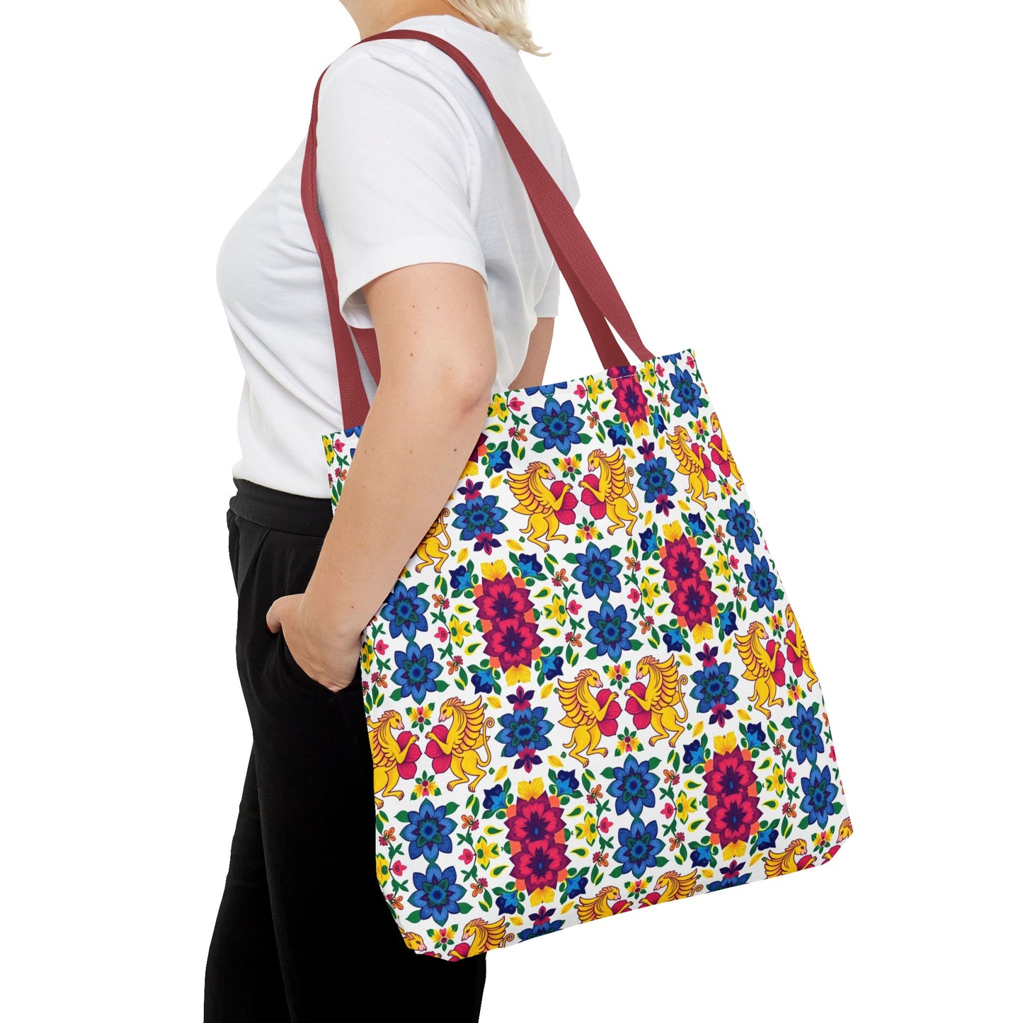 Tote Bag (AOP), Gemini, Zodiac, Flower Pattern
