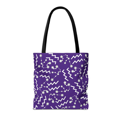 Tote Bag, Aquarius Zodiac Sign, AOP, (Purple, White)