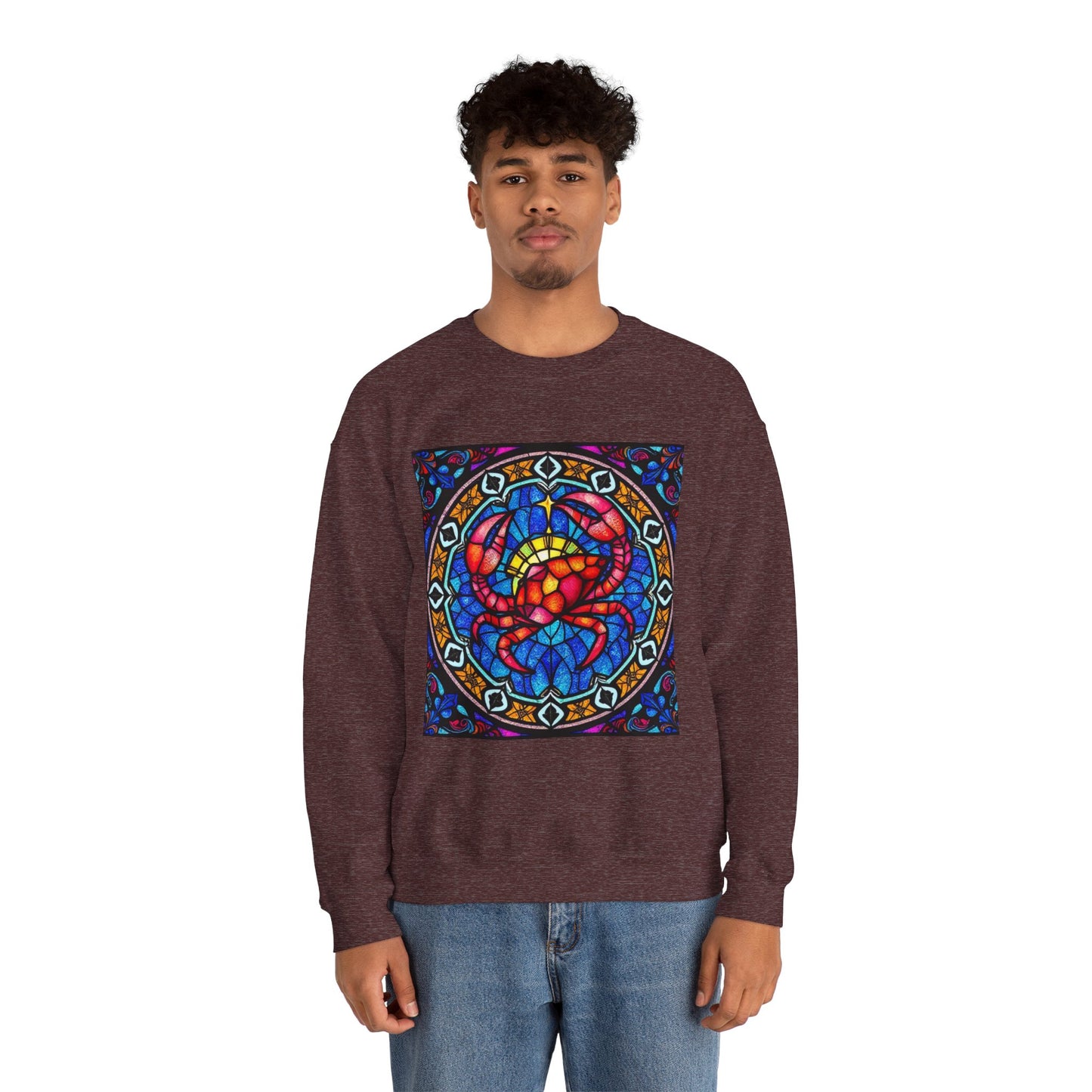 Unisex Heavy Blend™ Crewneck Sweatshirt, Glass 1, Cancer Zodiac Design