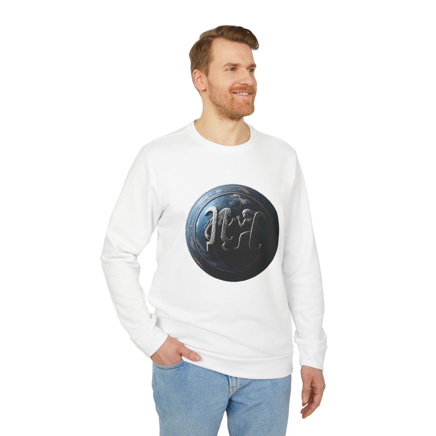 Adidas, Unisex Fleece Crewneck Sweatshirt, Gemini, Space Symbol, Zodiac
