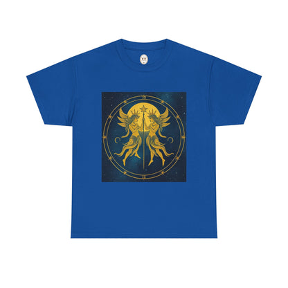 Unisex Heavy Cotton T-Shirt, Space Angel Twins v4, Gemini Zodiac Design