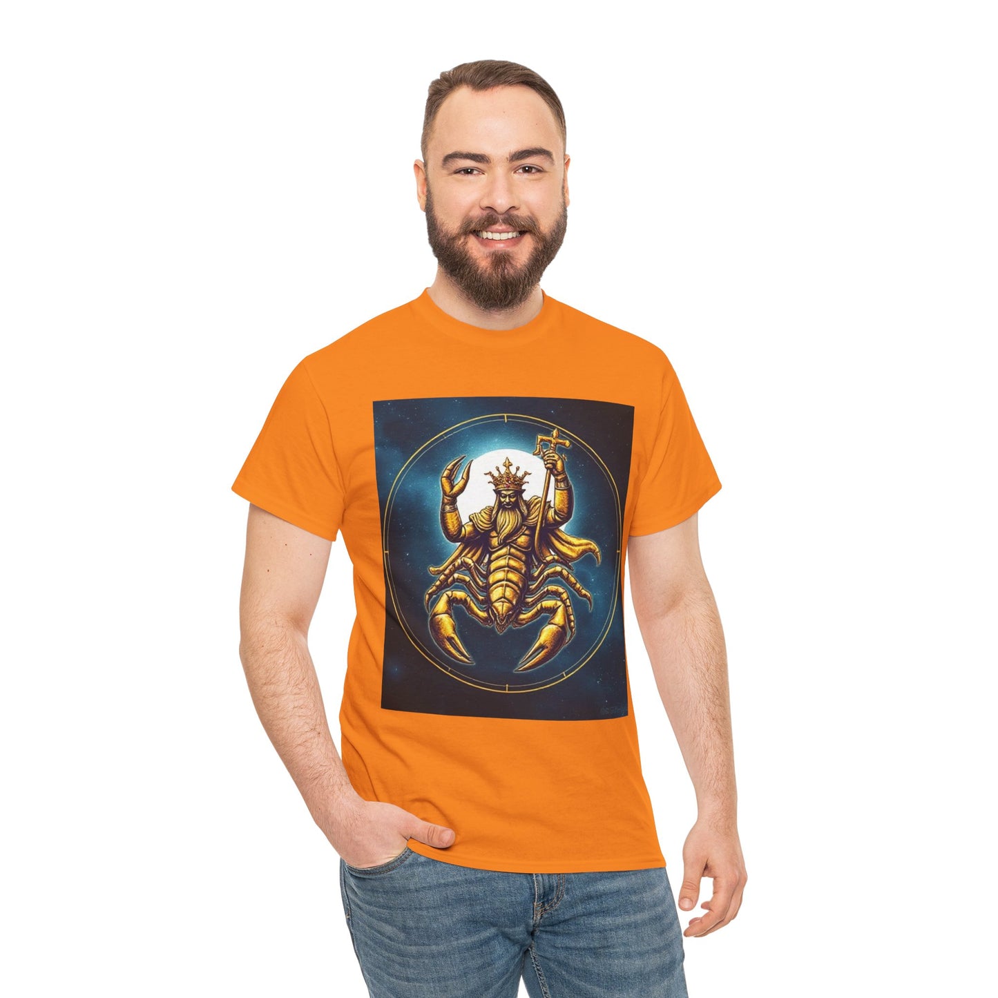 Unisex Heavy Cotton T-Shirt, Moon v1, Scorpio Zodiac Design
