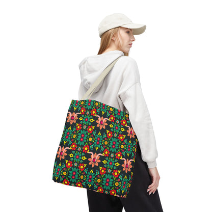 Tote Bag, (AOP), Aquarius, Zodiac v1, Flower Pattern