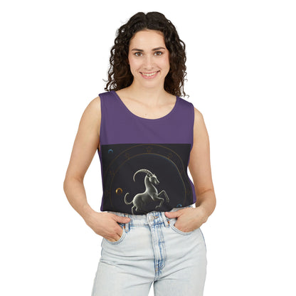 Unisex Garment-Dyed, Tank Top, Capricorn Design, Space Animal v1, 100% US cotton