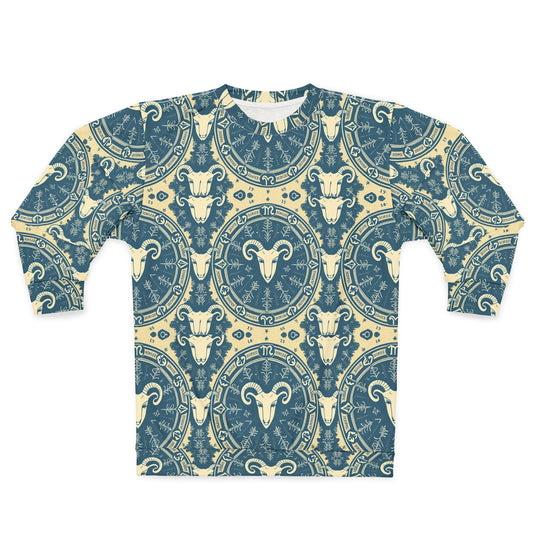 Unisex Sweatshirt, Zodiac Design, Pattern, Aries, AOP
