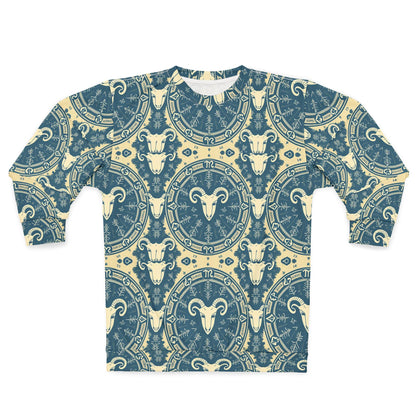 Unisex Sweatshirt, Zodiac Design, Pattern, Aries, AOP