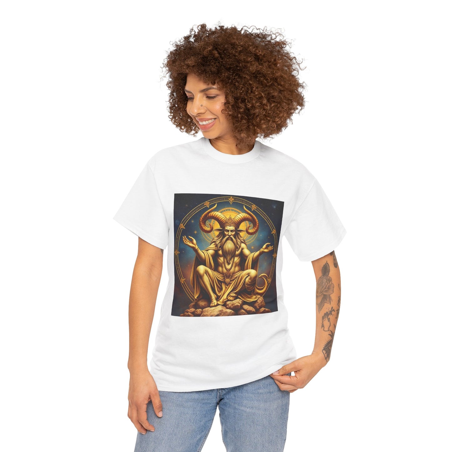 Unisex Heavy Cotton T-Shirt, On The Throne, Taurus Zodiac Design