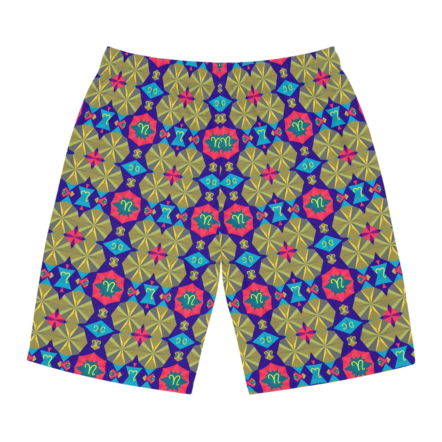 Men's Board Shorts, (AOP), Aquarius, Zodiac v1, Shape Pattern