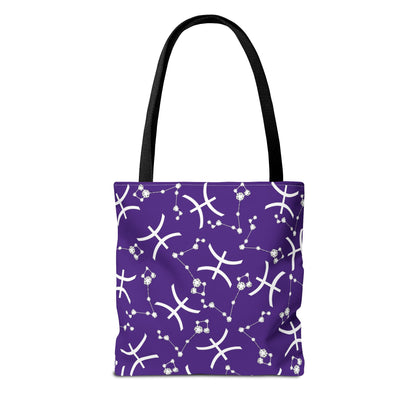 Tote Bag, Pisces Zodiac Sign, AOP, (Purple, White)