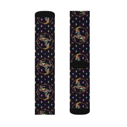Sublimation Socks, Capricorn, Zodiac v4, Jewel Pattern