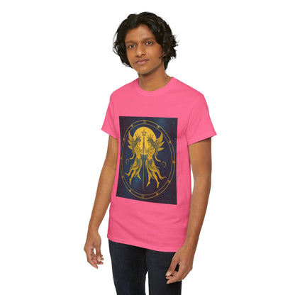 Unisex Heavy Cotton T-Shirt, Space Twins v3, Gemini Zodiac Design