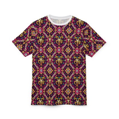 Unisex Cut & Sew T-Shirt, (AOP), Capricorn, Zodiac v4, Jewels Pattern