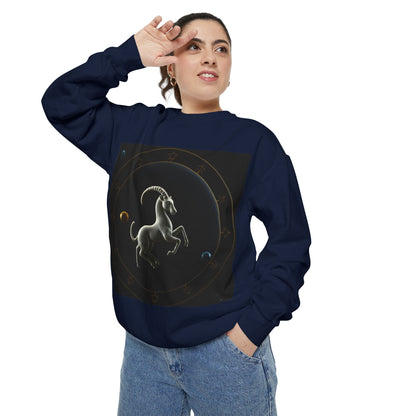 Garment-Dyed Sweatshirt, Unisex, Space Animal Design v1, Capricorn