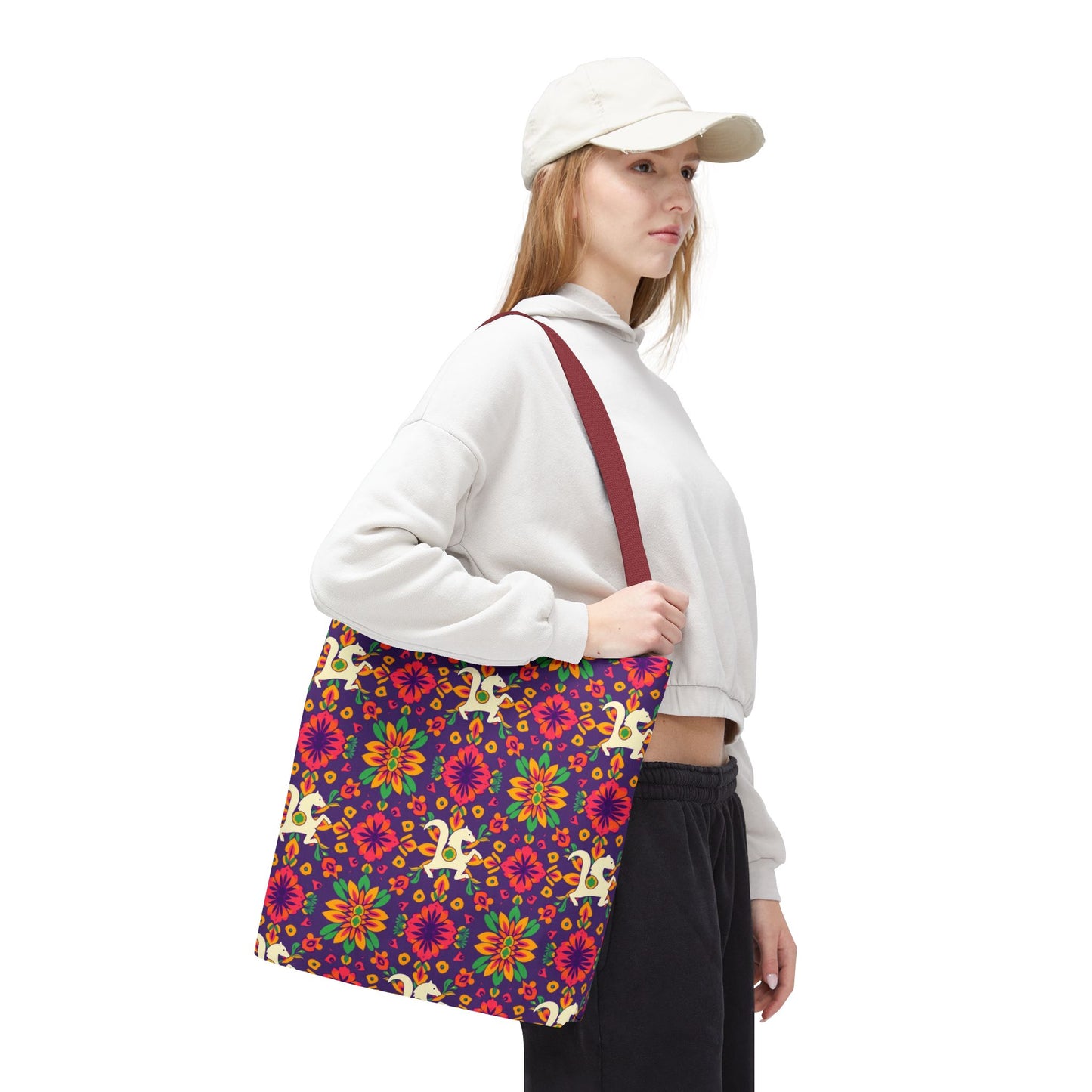 Tote Bag (AOP), Aquarius, Zodiac v2, Flower Pattern